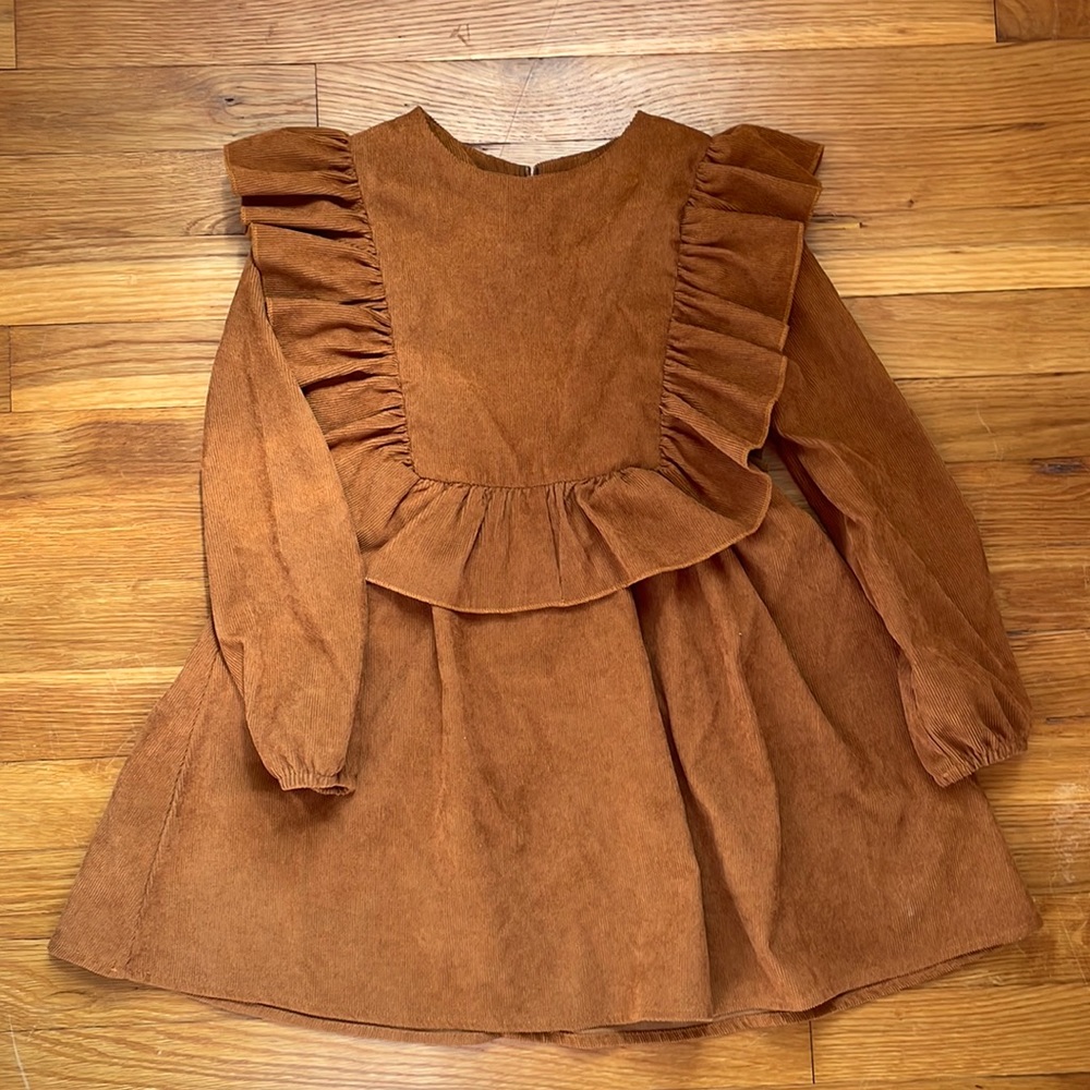 Girls blouse size 6, sheen, brown/Coco. Sweater dress with collared accent